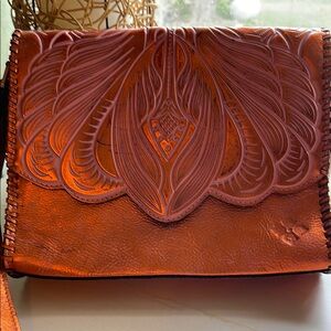 Handcrafted Orange Leather Bag